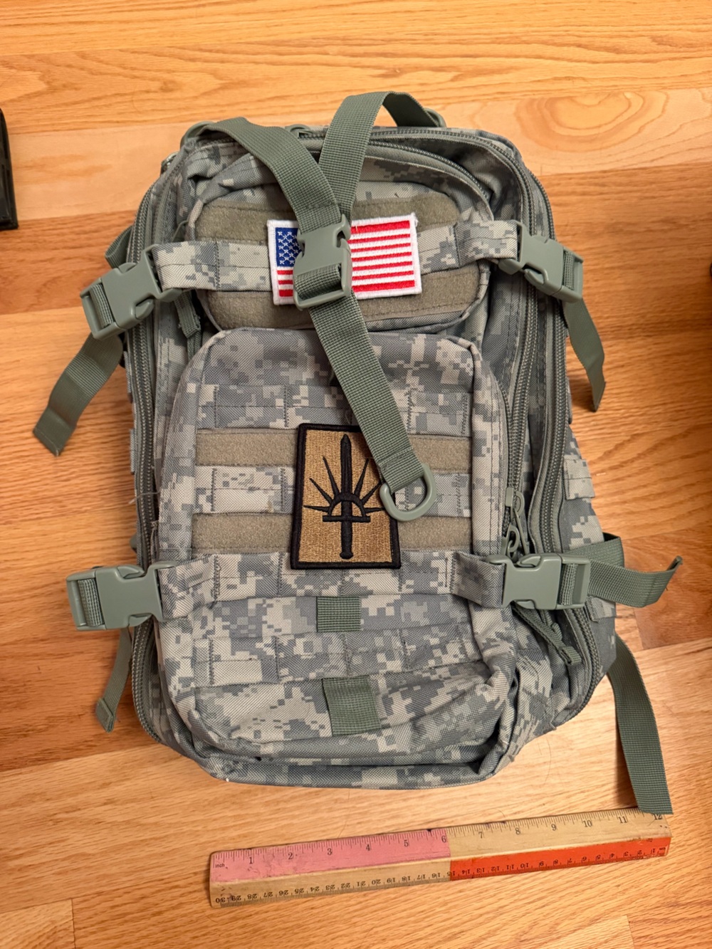 Fishing Camo Military Backpack - Olive Green